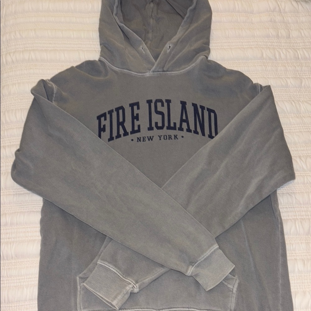 Blue 84 Gray Fire Island New York Hoodie